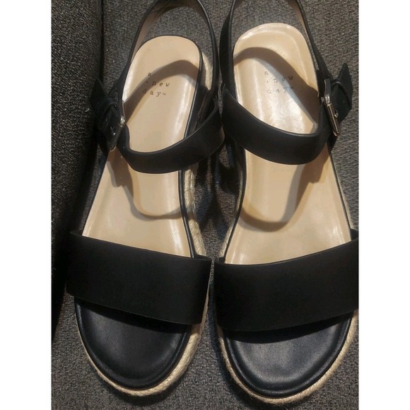a new day Shoes - A NEW DAY size 11 Rianne Espadrille Sandals Ankle Buckle Black Platform Y2k Boho
